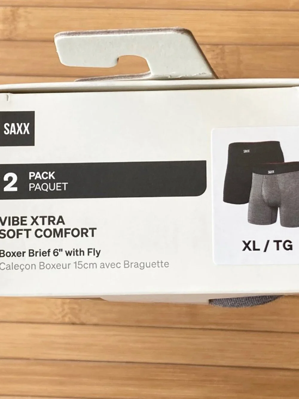 SAXX Vibe Xtra Soft Comfort Boxer Brief Fly 2-Pack Mens XL Black/Dark Gray NEW